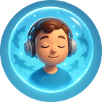 A relaxed character wearing headphones